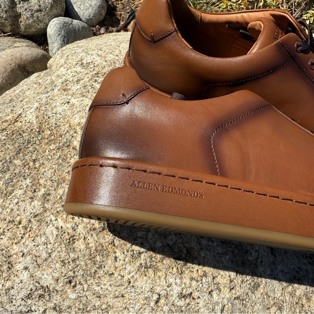 Allen Edmonds Men's Barnes Leather Low Top Sneakers Coffee Brown 12D Casual $375 - Picture 9 of 12